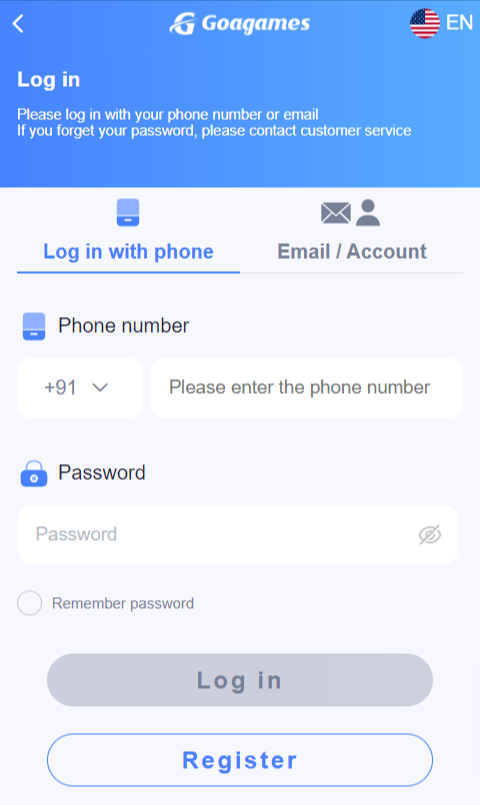 Goa Games Login Link