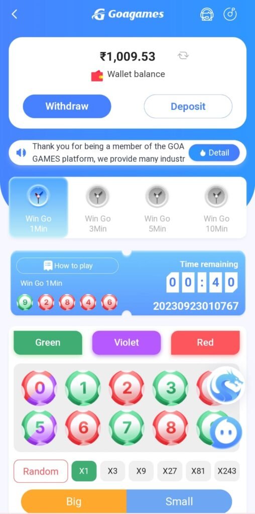 How you can play Colour Prediction Game (win Go)